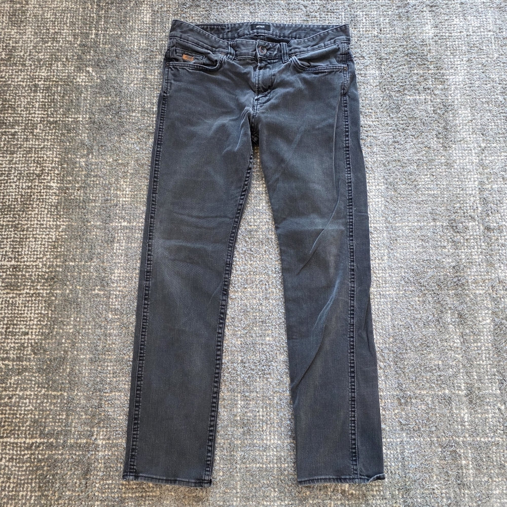 Hugo Boss Delaware Slim Stretch Jeans Charcoal Grey Mens 33x31 Measures (31x29)